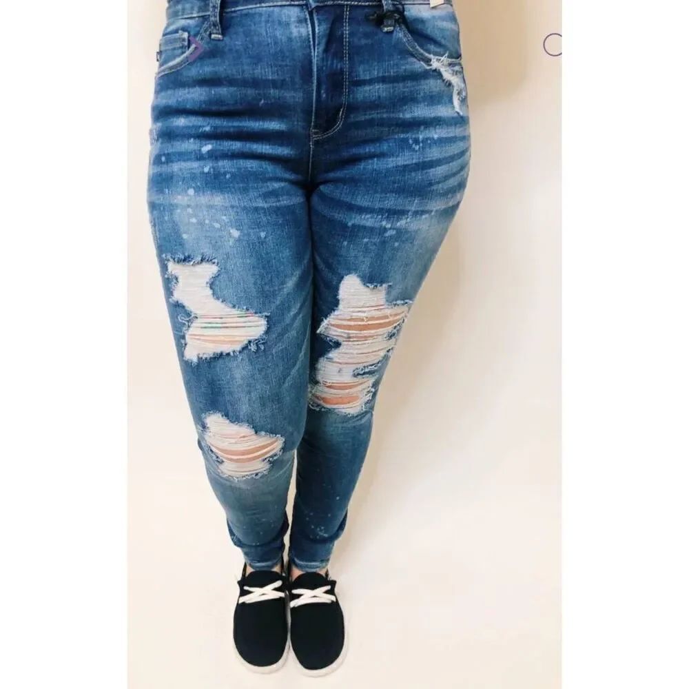 Judy Blue Nobody To Blame Bleached Mid-Rise Skinny Jeans sz 24W
